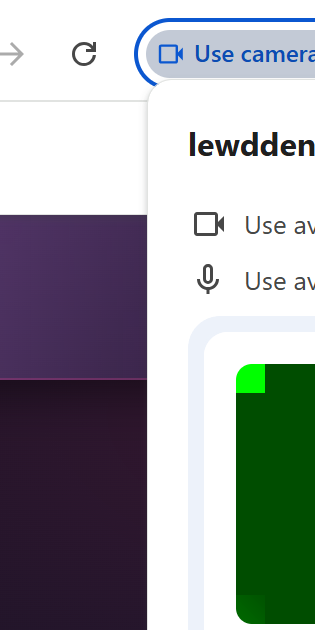 Die Aufforderung zur Erlaubnis für Kamera und Mikrofon (shown in der Sprache deines Browsers) — klicke bei jedem Besuch auf Zulassen.