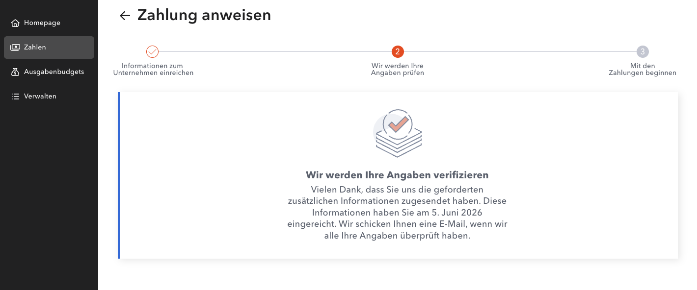 Payoneer verification centre: your details are submitted and under review.