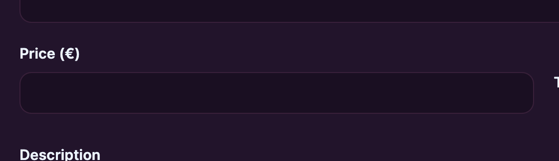 The price field on the Add Clip form — nothing below €4.99 is accepted.