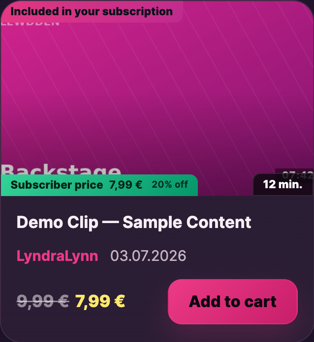 Subscriber view — the discounted "Subscriber price" callout on the same card.