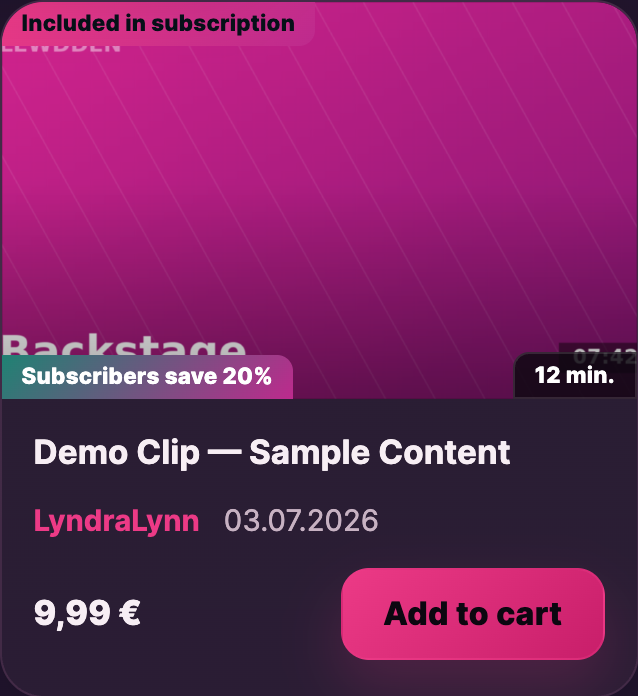 Non-subscriber view — the "Subscribers save 15%" teaser badge on the clip card.