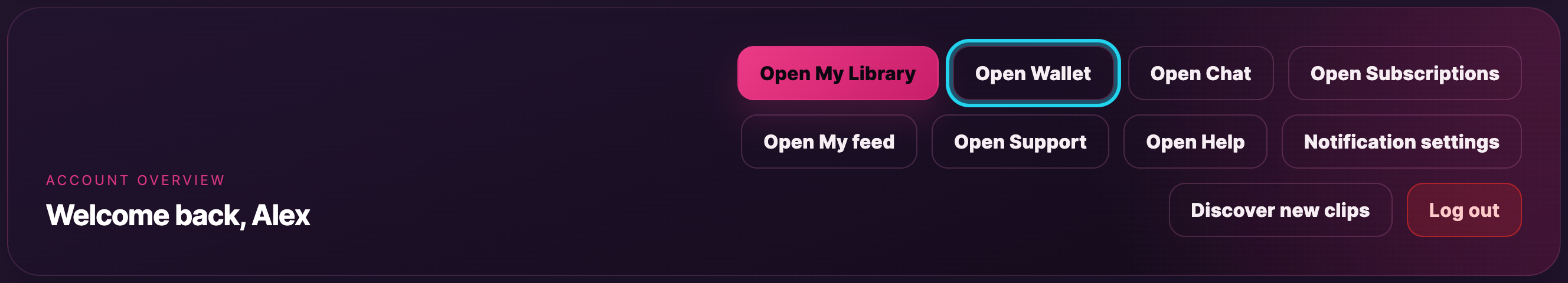 My account sidebar with "Wallet" highlighted.