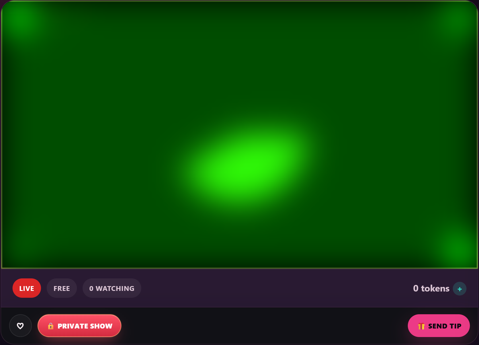 A free room: stream, chat sidebar, Send Tip button and the active tip goal.