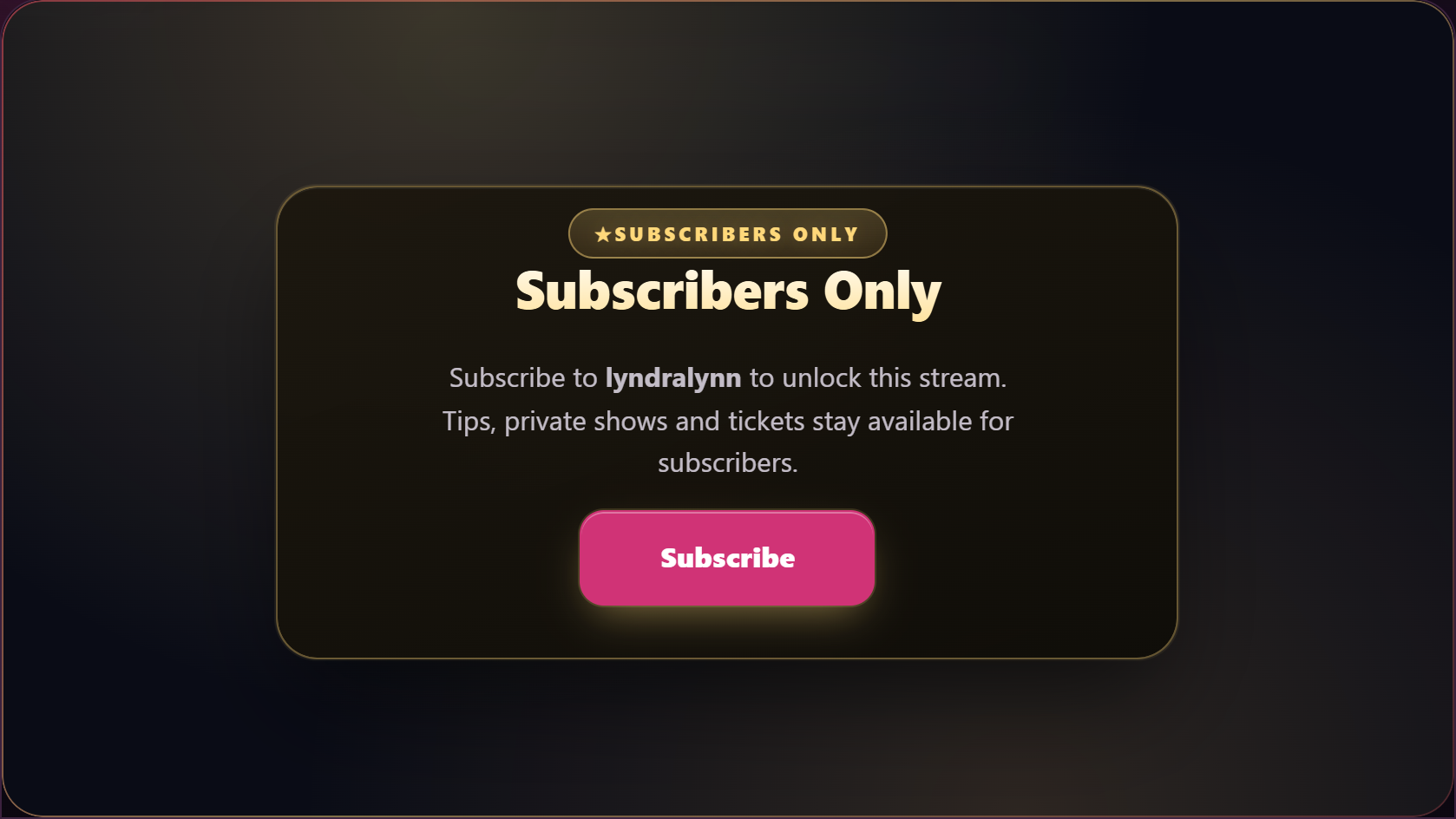 A subscribers-only room stays locked until you subscribe to the creator.