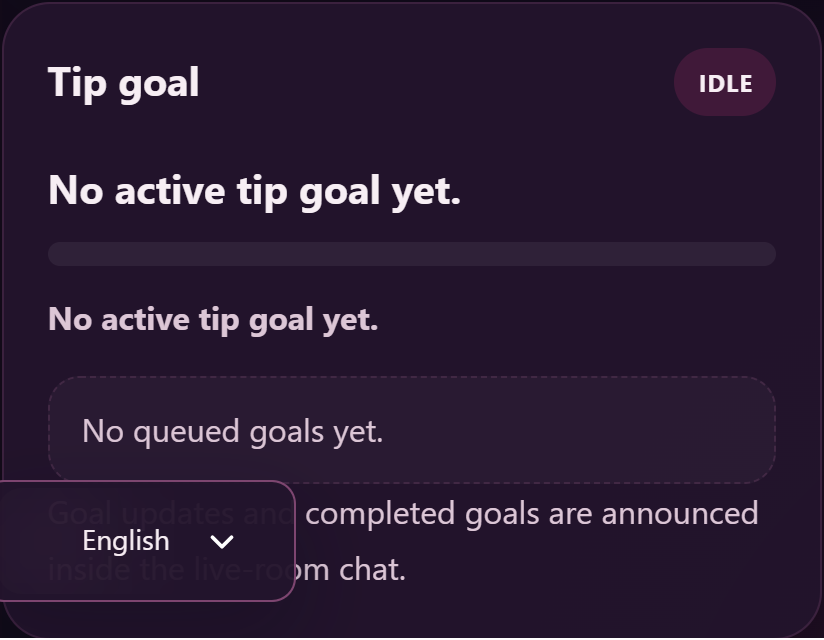 The tip goal panel: title, progress and target.